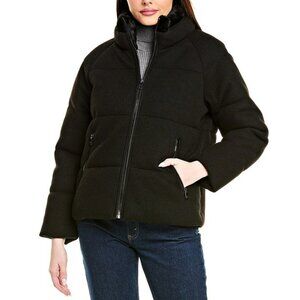 Tahari Women's Black Knit Faux-Fur-Collar Puffer Coat Size M (MSRP $280)